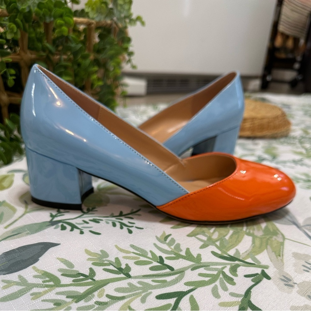 New MODENCOCO Women's Block Round Toe Slip On Patent Chunky Low Heel Pumps sz 7 - Picture 10 of 16